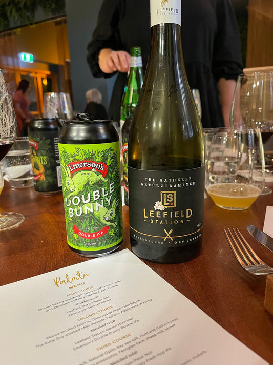 Leefield Station wine paired with delicious dishes at the Outstanding Food Producer Awards 2024 Winner Dinner in Hamilton.