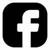 Black Facebook logo icon with a lowercase f inside a rounded square.