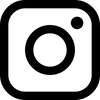 Black Instagram logo featuring a simplified camera icon with a circular lens in the center, surrounded by a rounded square outline.
