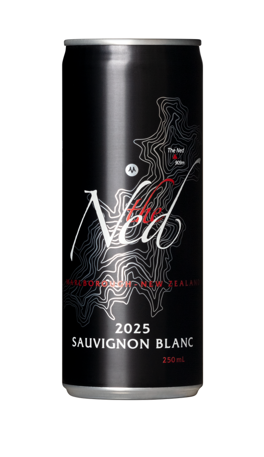 The Ned Sauvignon Blanc Can 2025, 250ml. Wine from Marlborough, New Zealand, Marisco Vineyards.