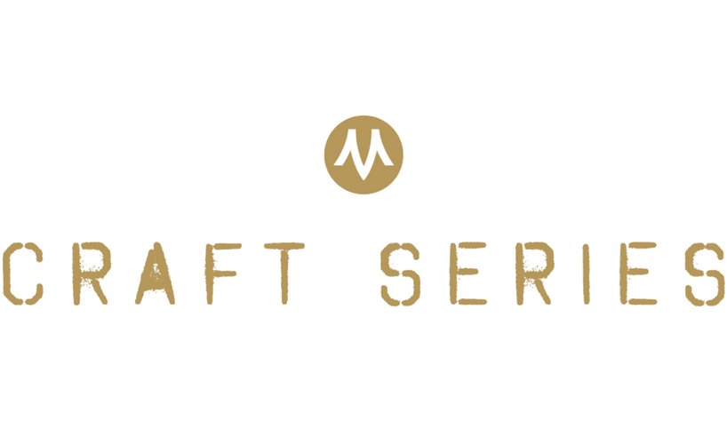 The image features the words CRAFT SERIES in a brown, textured font on a white background. Above the text, there is a circular logo with a stylized M in the same brown color.